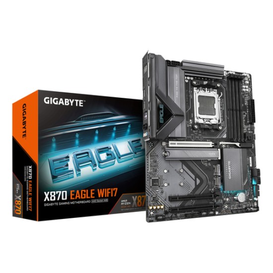 GIGABYTE X870 EAGLE WIFI7 Motherboard - Supports AMD Ryzen 9000 CPUs, 14+2+2 phases VRM, up to 8000MHz DDR5 (OC), 1xPCIe 5.0 + 2 GIGABYTE X870 EAGLE WIFI7 Motherboard - Supports AMD Ryzen 9000 CPUs, 14+2+2 phases VRM, up to 8000MHz DDR5 (OC), 1xPCIe 5.0 + 2