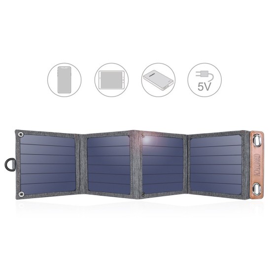 Choetech travel solar phone charger with USB 14W foldable gray (SC004)