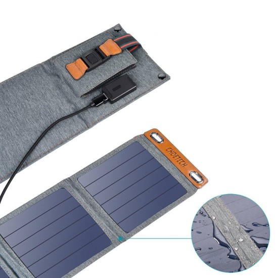 Choetech travel solar phone charger with USB 14W foldable gray (SC004)