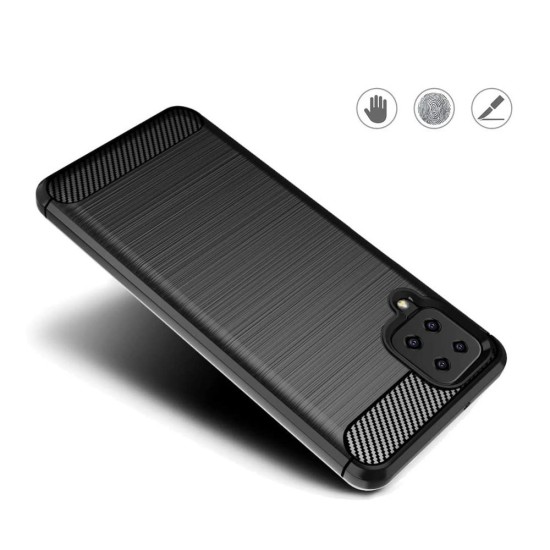 Carbon Case Flexible Cover Case for Samsung Galaxy A12 / Galaxy M12 black Carbon Case Flexible Cover Case for Samsung Galaxy A12 / Galaxy M12 black