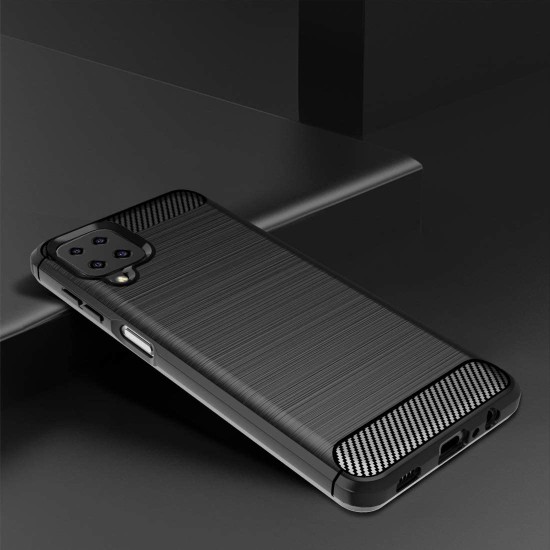 Carbon Case Flexible Cover Case for Samsung Galaxy A12 / Galaxy M12 black Carbon Case Flexible Cover Case for Samsung Galaxy A12 / Galaxy M12 black