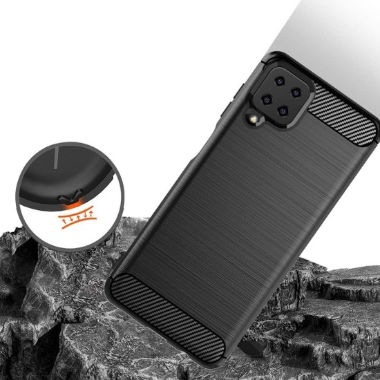 Carbon Case Flexible Cover Case for Samsung Galaxy A12 / Galaxy M12 black Carbon Case Flexible Cover Case for Samsung Galaxy A12 / Galaxy M12 black