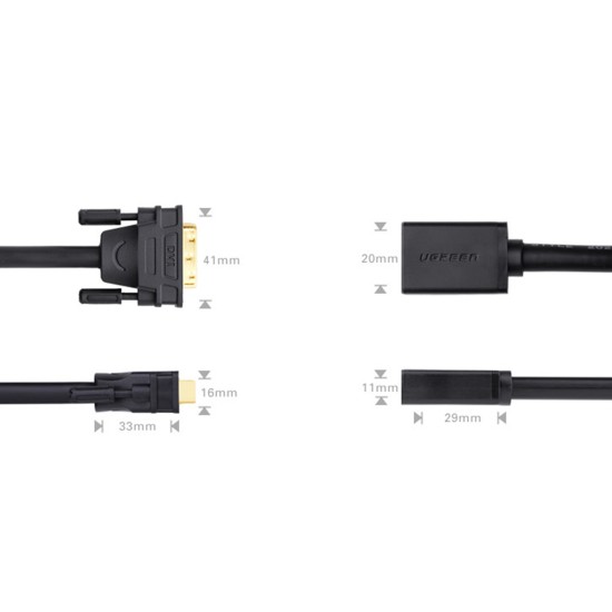 Ugreen cable adapter cable DVI (male) - HDMI (female) 0.15m black (20118) Ugreen cable adapter cable DVI (male) - HDMI (female) 0.15m black (20118)
