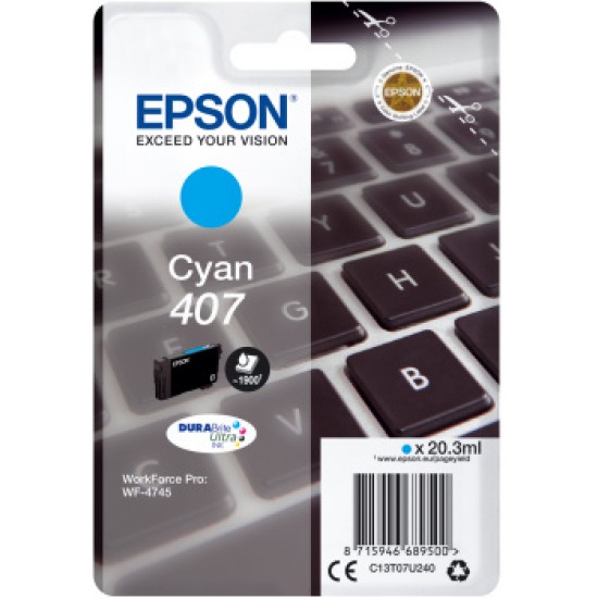 Epson 407L Keyboard DURABrite Ultra Single Cyan Ink