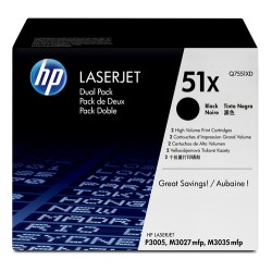 HP TONER BLACK DUAL PACK HIGH YIELD, HP 51X, FOR PRINTERS MONOCHROME LASERJET P3005, M3027, M3035 - 13.000 PAGES EACH HP TONER BLACK DUAL PACK HIGH YIELD, HP 51X, FOR PRINTERS MONOCHROME LASERJET P3005, M3027, M3035 - 13.000 PAGES EACH