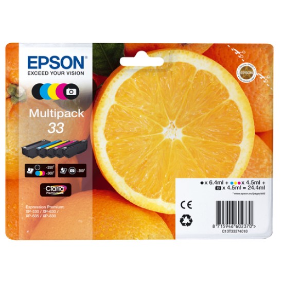 Epson Oranges 33 Claria Premium Multipack 5-colours Ink Epson Oranges 33 Claria Premium Multipack 5-colours Ink