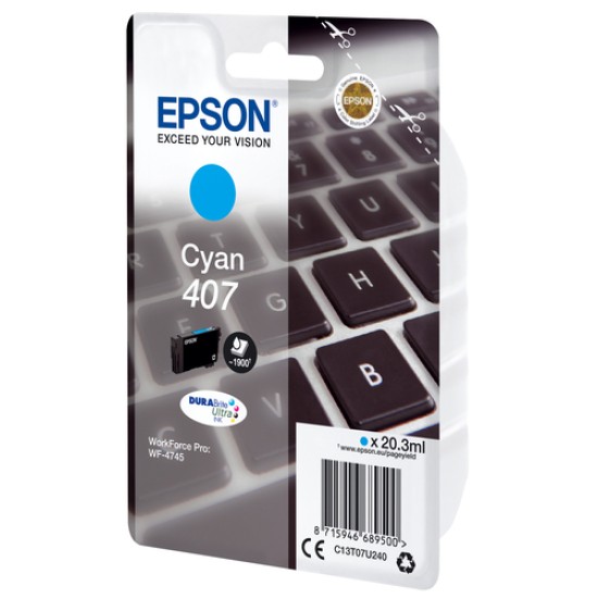 Epson 407L Keyboard DURABrite Ultra Single Cyan Ink