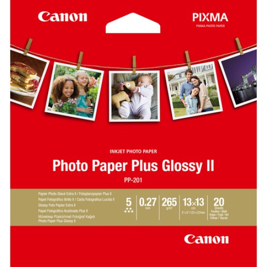 Canon PP-201 Glossy II Photo Paper Plus 5x5\" - 20 Sheets