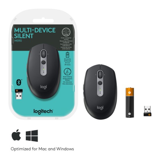LOGITECH MOUSE WIRELESS MULTI DEVICE SILENT M590 BLACK LOGITECH MOUSE WIRELESS MULTI DEVICE SILENT M590 BLACK