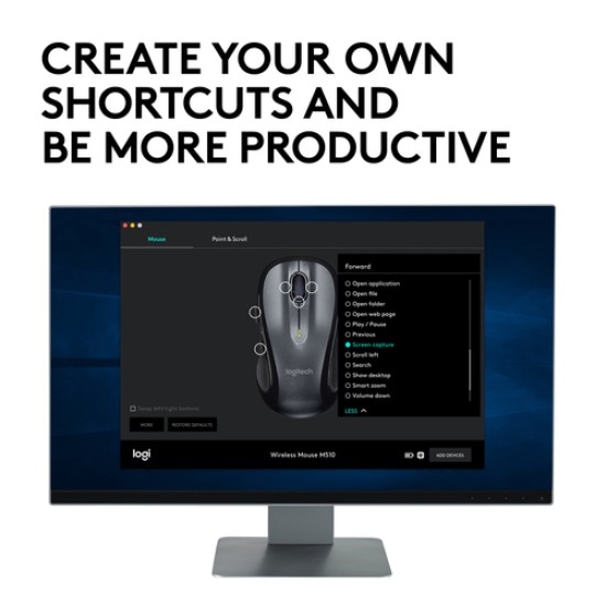 LOGITECH WIRELESS CONTROL PLUS MOUSE BLACK M510 ( 910-001826) LOGITECH WIRELESS CONTROL PLUS MOUSE BLACK M510 ( 910-001826)