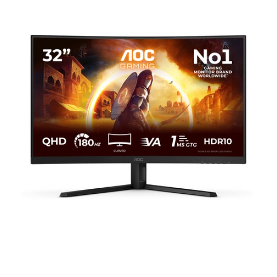 AOC G4 CQ32G4VE computer monitor 80 cm (31.5\") 2560 x 1440 pixels Quad HD LCD Black, Grey