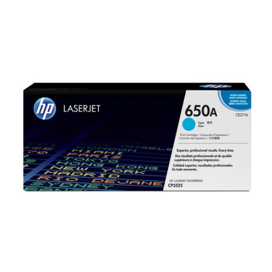 HP 650A Cyan Original LaserJet Toner Cartridge HP 650A Cyan Original LaserJet Toner Cartridge