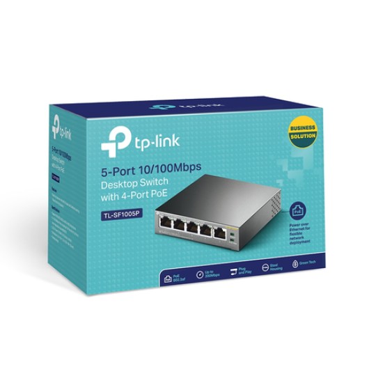 TP-LINK SWITCH 5PORTS 10/100 LAN PORTS, 4 X PoE+, 67W, UNMANAGED, DESKTOP