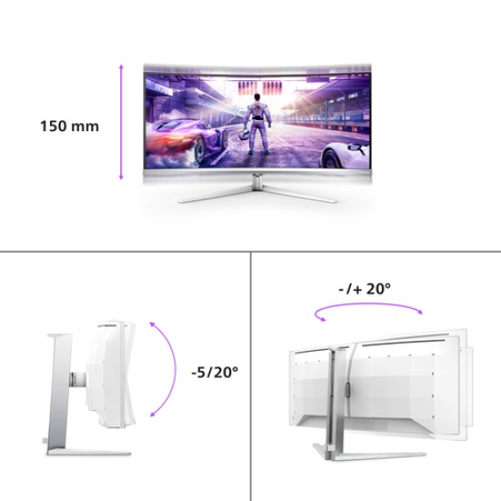 PHILIPS MONITOR 34'', EVNIA, GAMING, CURVED, CUR QD OLED, G, 3440x1440, 175 Hz, 0.03 MS, 32:9, G-SYNC, AMD FREESYNC™ TECHNOLOGY-PREMIUM PRO, SPEAKERS, HEIGHT ADJUSTABLE, SWIVEL, TILT, HDMI X 2, DP X 1, USB-C, USB HUB, WHITE, 3YW PHILIPS MONITOR 34, EVNIA, GAMING, CURVED, CUR QD OLED, G, 3440x1440, 175 Hz, 0.03 MS, 32:9, G-SYNC, AMD FREESYNC™ TECHNOLOGY-PREMIUM PRO, SPEAKERS, HEIGHT ADJUSTABLE, SWIVEL, TILT, HDMI X 2, DP X 1, USB-C, USB HUB, WHITE, 3YW