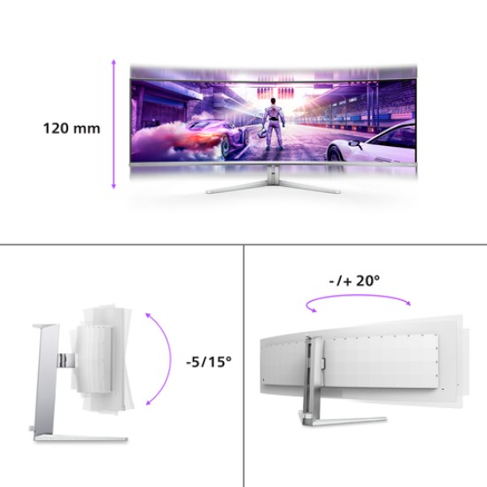 Philips Evnia 8000 49M2C8900L/00 computer monitor 124.2 cm (48.9\") 5120 x 1440 pixels Dual QHD QD-OLED White Philips Evnia 8000 49M2C8900L/00 computer monitor 124.2 cm (48.9\") 5120 x 1440 pixels Dual QHD QD-OLED White