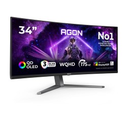 AOC AGON PRO AG346UCD computer monitor 86.4 cm (34\") 3440 x 1440 pixels Wide Quad HD QD-OLED Black, Grey AOC AGON PRO AG346UCD computer monitor 86.4 cm (34\") 3440 x 1440 pixels Wide Quad HD QD-OLED Black, Grey