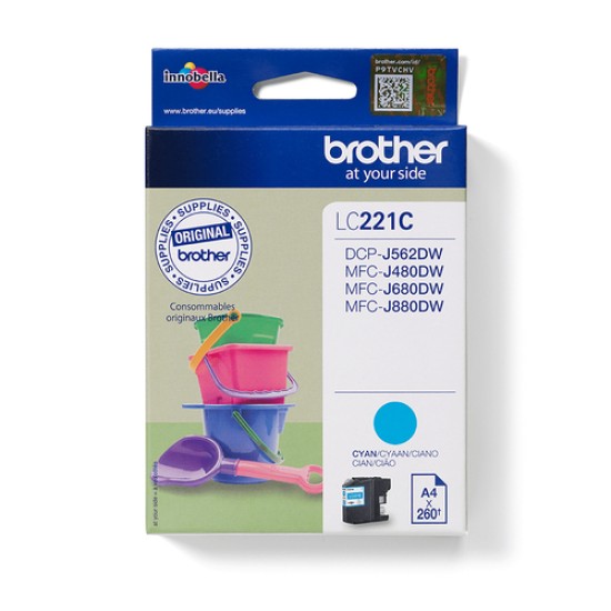 BROTHER INK CARTRIDGE LC221 CYAN MCFJ 460/480/485/680/880 & DCP562 BROTHER INK CARTRIDGE LC221 CYAN MCFJ 460/480/485/680/880 & DCP562