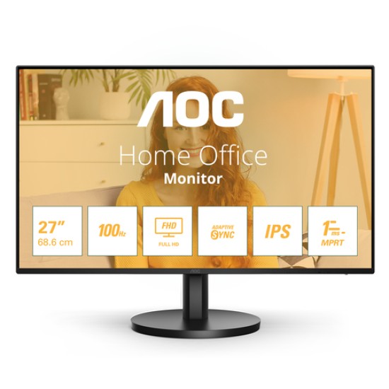 AOC MONITOR 27'' BUSINESS, E, IPS, FULL HD, 100 HZ, 1 MS, SPEAKERS, TILT, HDMI AND VGA INPUTS, VESA COMPATIBLE, BLACK AOC MONITOR 27 BUSINESS, E, IPS, FULL HD, 100 HZ, 1 MS, SPEAKERS, TILT, HDMI AND VGA INPUTS, VESA COMPATIBLE, BLACK