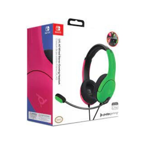 PDP - Wired Gaming Headset for Nintendo Switch Pink/Green LvL40 PDP - Wired Gaming Headset for Nintendo Switch Pink/Green LvL40