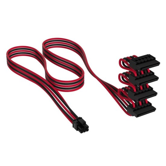 Corsair PCle Cable Gen 5 12VHPWR 600W Premium Individually Sleeved 12+ 4pin - Type-4 - Red/Black - CP-8920334 Corsair PCle Cable Gen 5 12VHPWR 600W Premium Individually Sleeved 12+ 4pin - Type-4 - Red/Black - CP-8920334