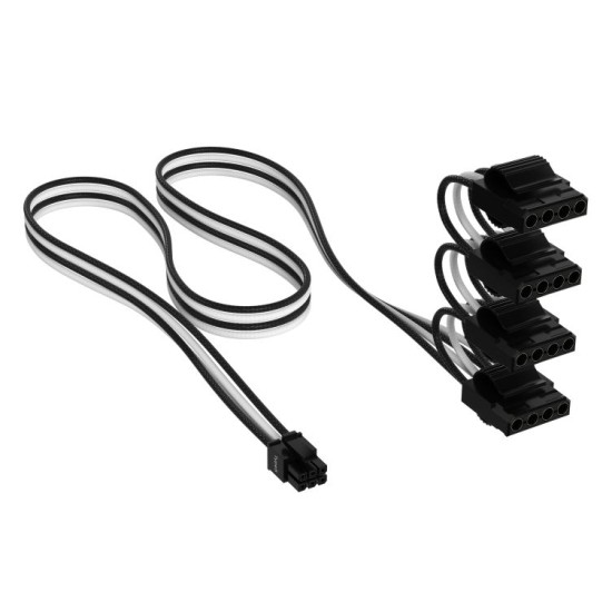 Corsair Premium Individually Sleeved 12+4pin PCIe Gen-5 12VHPWR 600W Cable Type-4 White-Black - CP-8920333 Corsair Premium Individually Sleeved 12+4pin PCIe Gen-5 12VHPWR 600W Cable Type-4 White-Black - CP-8920333