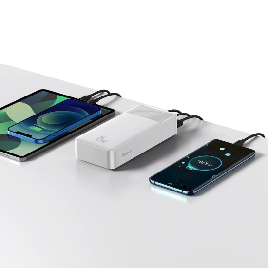 Baseus Bipow power bank with display 30000mAh 15W white (Overseas Edition) + USB-A - Micro USB cable 0.25m white (PPBD050202)