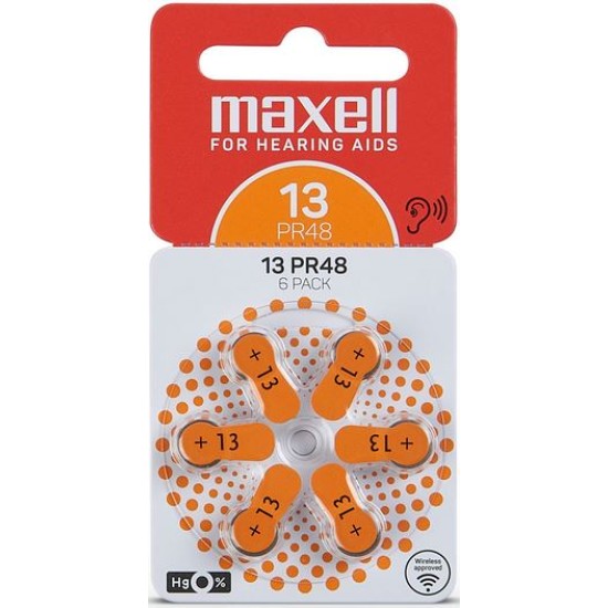 MAXELL BATTERIES PR48 (13) 6BS ZINC AIR FOR HEARING AIDS 4043752334517