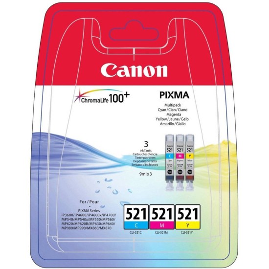 CANON Ink Cartridge 521 (C/M/Y) Multipack