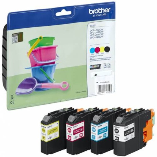 BROTHER INK CARTRIDGE LC221 VALUE PACK  MCFJ 460/480/485/680/880 &amp;amp;amp; DCP562