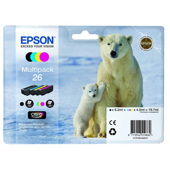 EPSON INK CARTRIDGE 26 MULTI PACK (B/C/M/Y)